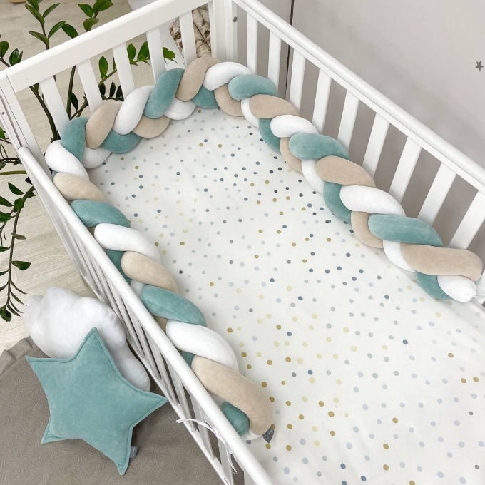 Protectie laterala patut bebe menta-bej (3)